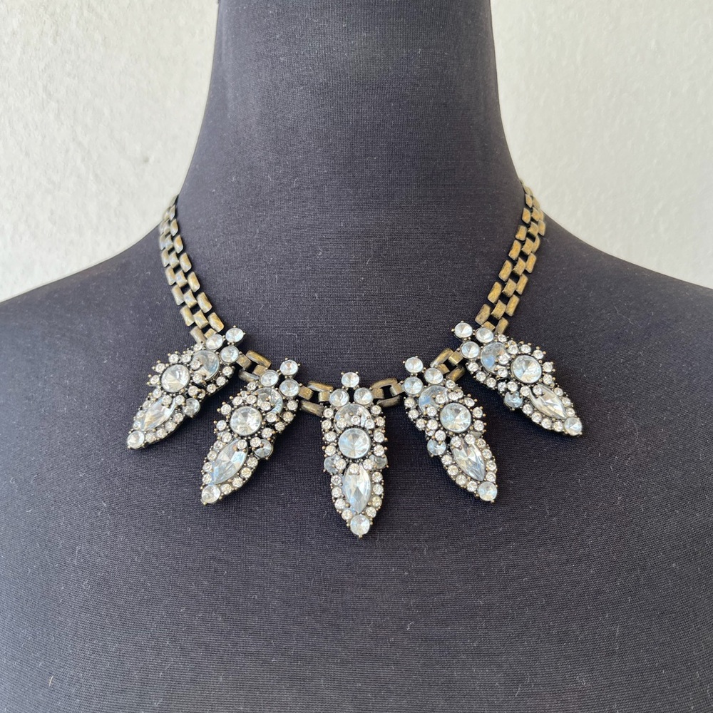 Rhinestone Cluster Statement Necklace